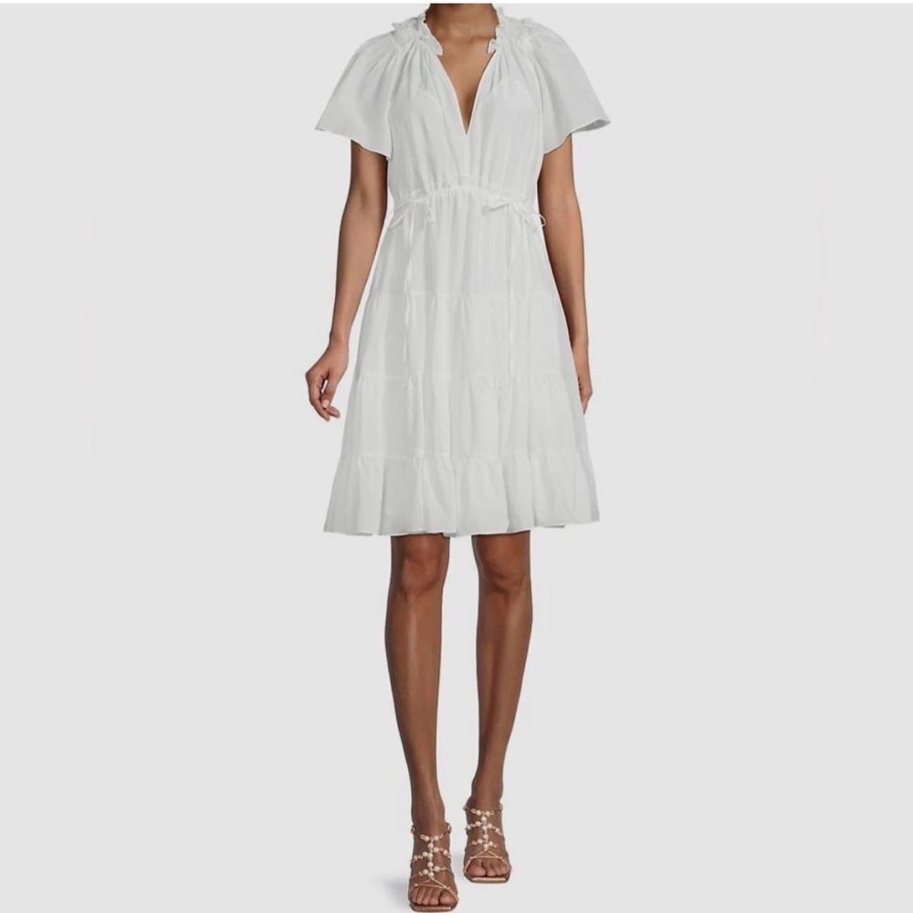 KOBI HALPERIN | NEW The Casey White Tiered Short Sleeve Dress Women’s Size Small
